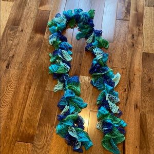 Blue crochet scarf